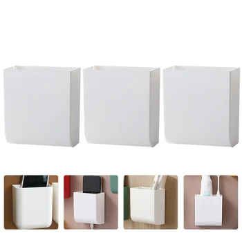 

3Pcs Wall-mounted Storage Boxes Punch Free Remote Control Boxes Phone Boxes