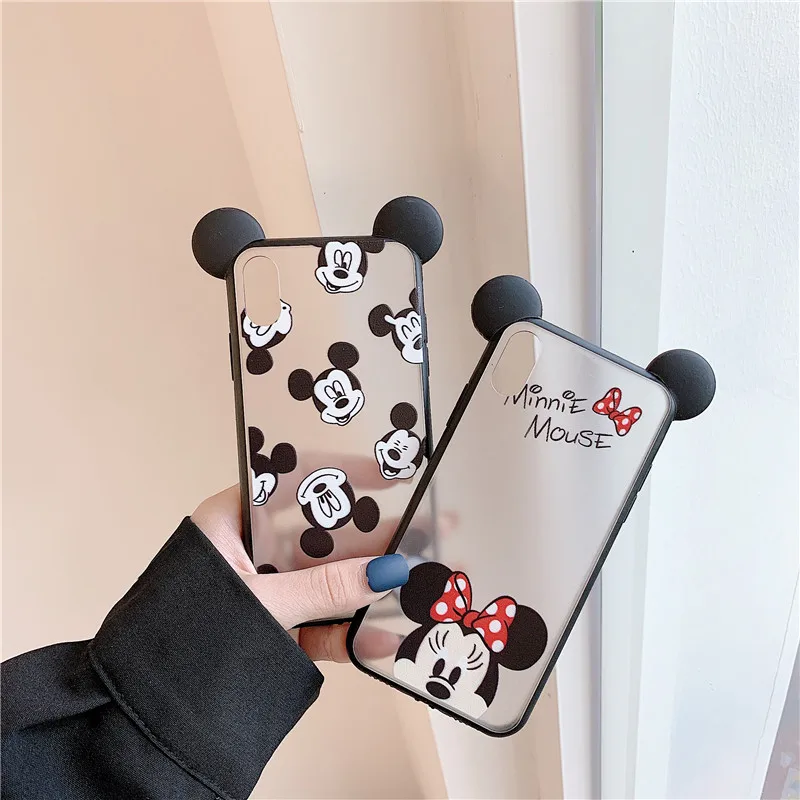 3D mouse ear matte transparent Minnie cartoon hard soft phone case for iphone X XR XS MAX 6S 7 8 plus cover coque