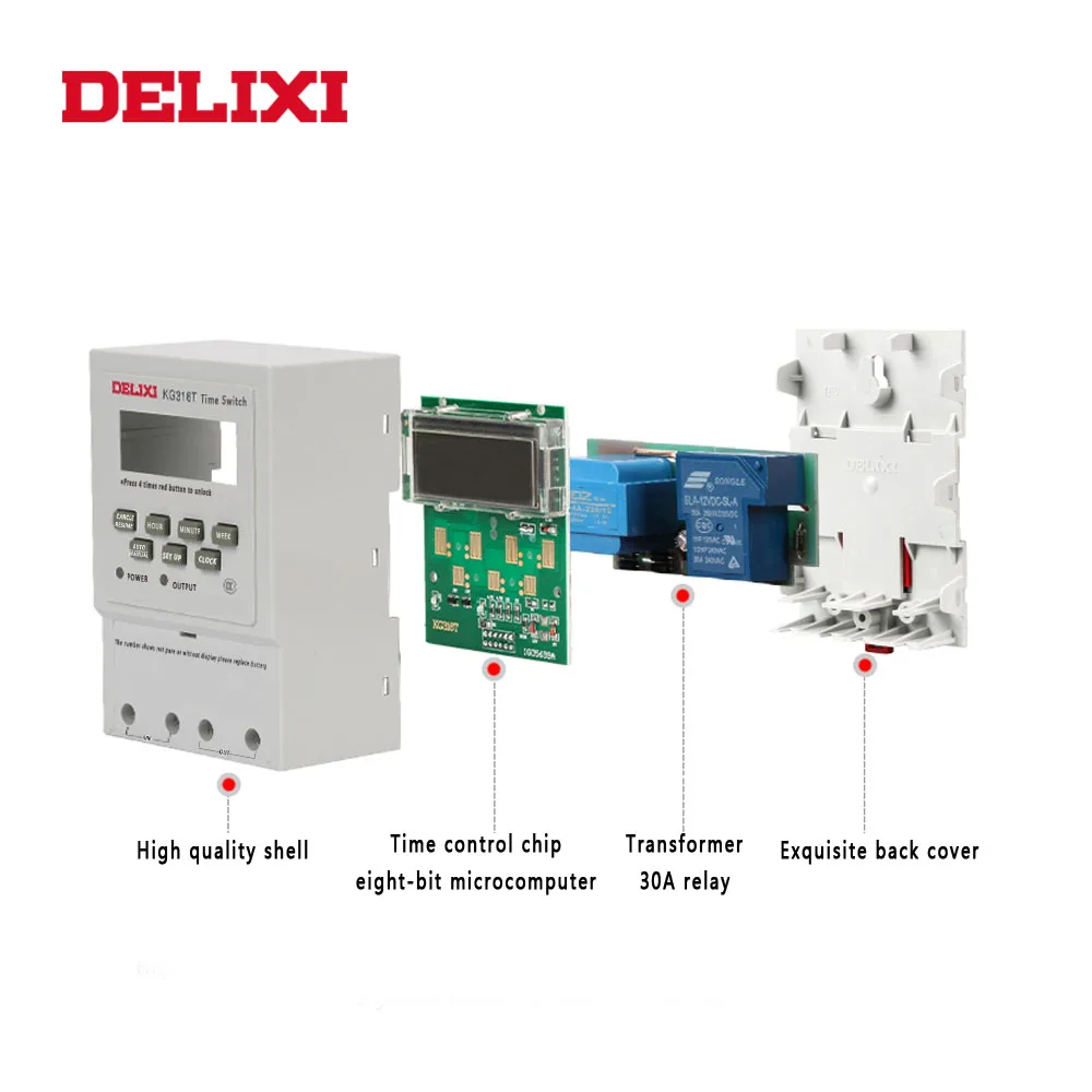 

DELIXI Microcomputer Timer Power switch AC/DC 24V Weekly 7 Days Digital LCD Programmable Time Switch Relay for water pump