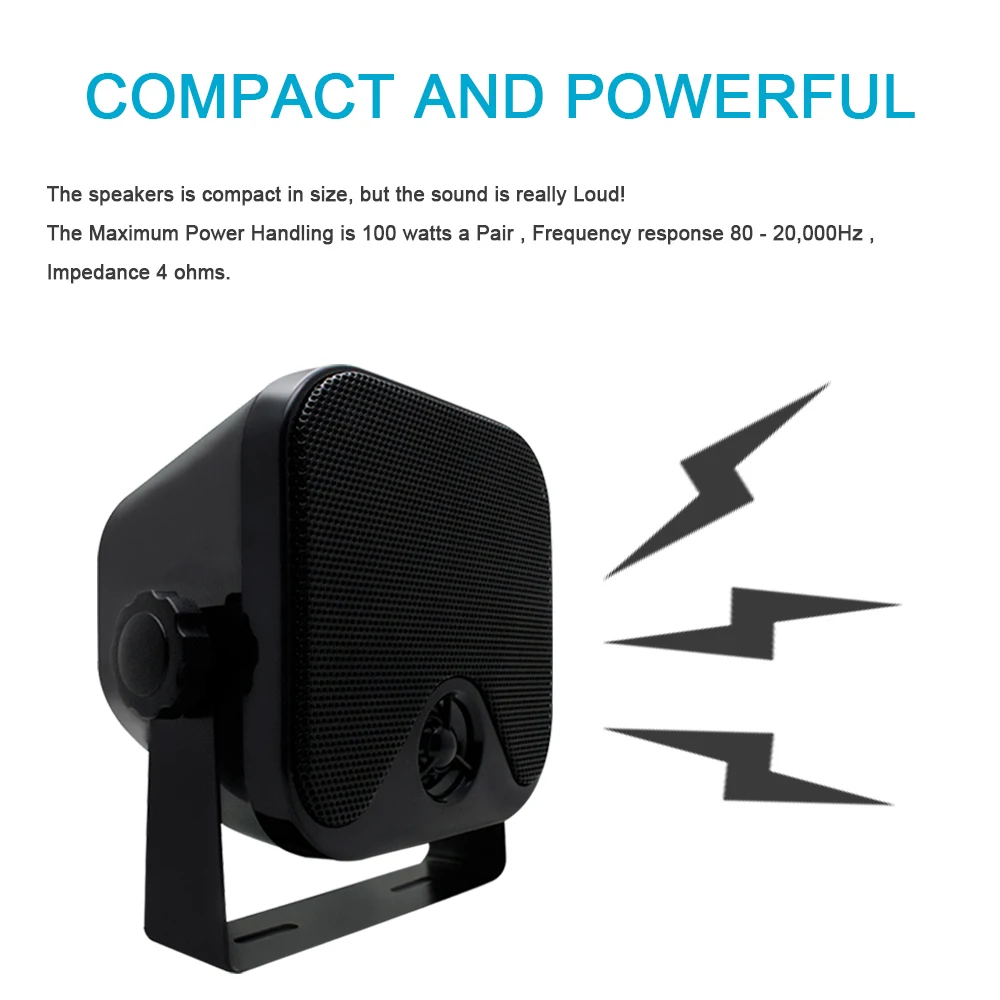 4Inch 2Pair Waterproof Marine Speaker Heavy Duty Surface Mount Outdoor Boat Speaker For ATV UTV Golf Cart Truck Yacht Motorcycle
