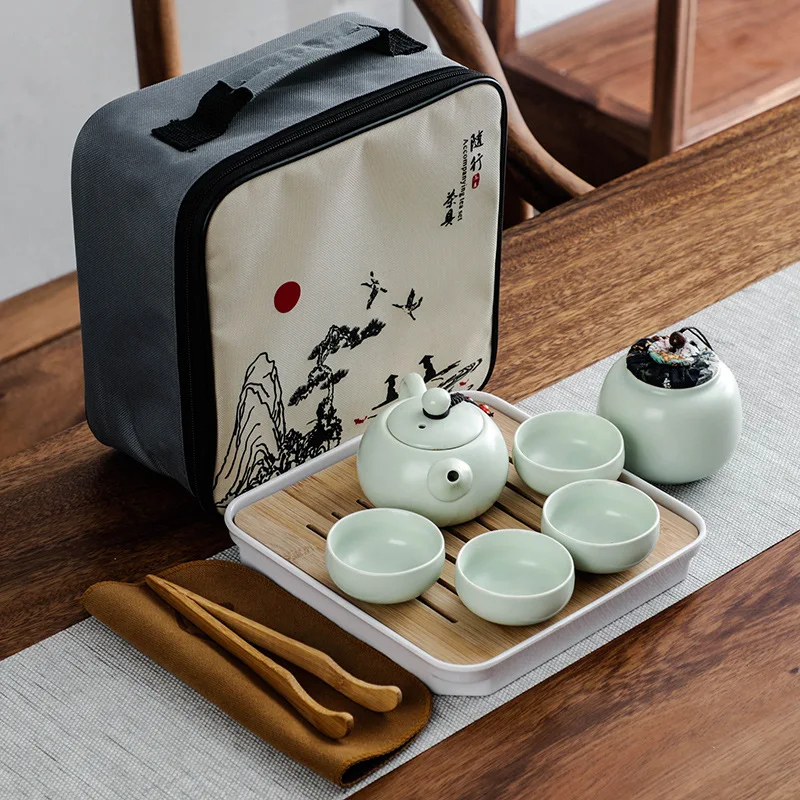 KitchenAce китайский керамический чайный набор кунг фу фарфоровый портативный сервиз