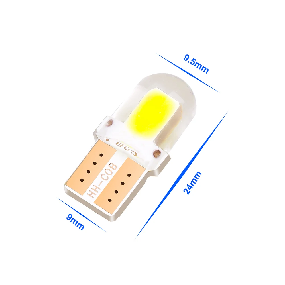 10 шт. 4 чипы COB светильник светодиодный W5W T10 194 168 W5W 4SMD для парковки Клин для лампы габаритный фонарь с can-bus Силиконовое защитное покрытие для автомобильных лицензии светильник