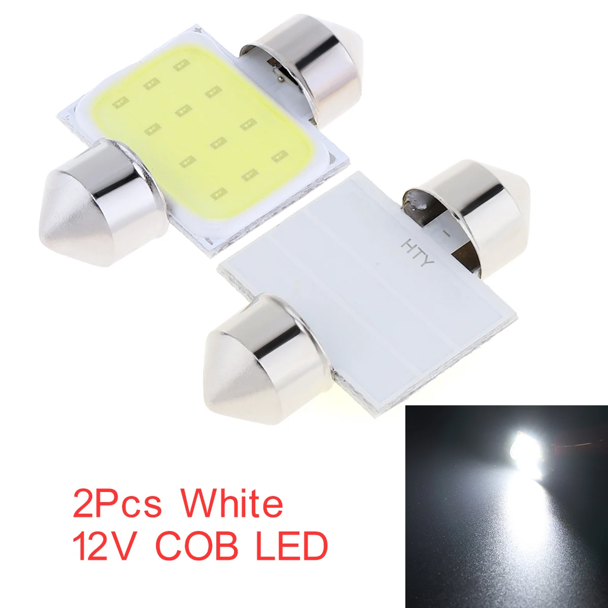 

2PCS White Car Lights 31mm 12 SMD 12V COB LED Signal Lamp Car Interior Dome Map Light Bulbs DE3175 for Parking Backup Rear Lamp