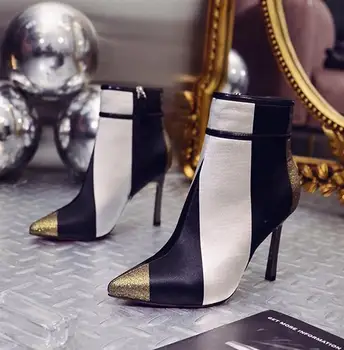 

2019 new fashion color matching pointed boots stiletto women's autumn and winter fashion boots