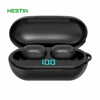 

TWS Bluetooth Earphone V5.0 Stereo Mini Wireless Earbuds LED Display Wireless Waterproof Headset With Dual Mic Phone Holder