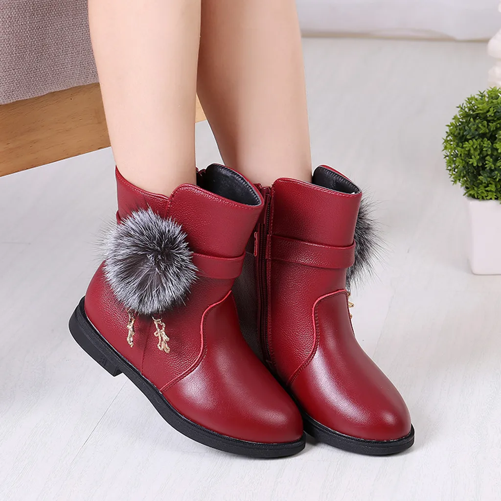 Обувь для девочки Детские Зимние теплые хлопковые сапоги Martin для девочек для От 1 до 6 лет детская обувь Плюшевые непромокаемые сапоги; детские непромокаемые рабочие ботинки# C