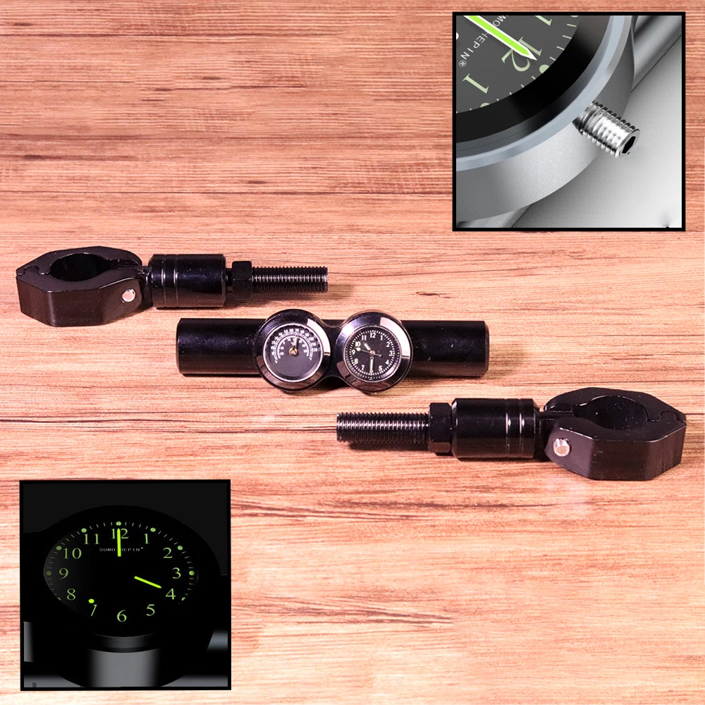 Motorcycle Handlebar Extension Balance Cross Bar Adjustable Waterproof With Clock Barometer Universal Fit for Yamaha Harley KTM (1)