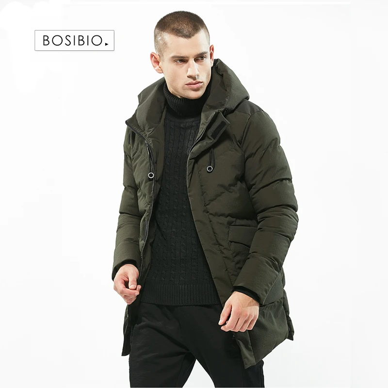 BOSIBIO New Winter Men's Jacket Simple Fashion Hooded Coat Fashion Brand Parkas Warm Outerwear 292L