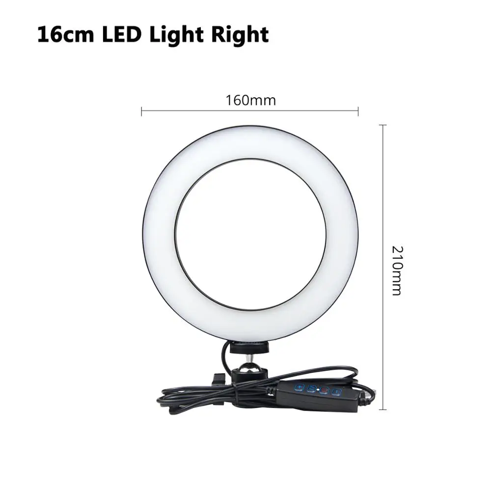 16cm LED Ring Косметический блоггер для макияжа, видео светодиодный светильник, прямая трансляция, сетевая лампа для селфи, светодиодный настольный светильник для макияжа, заполняющий светильник - Испускаемый цвет: 16cm LED Ring