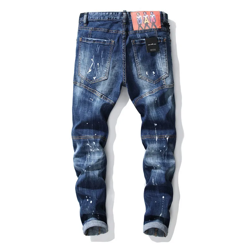 Осень зима скейтборд в стиле панк мужские рваные джинсы Хип Хоп Уличная мода с дырками прямые джинсовые брюки