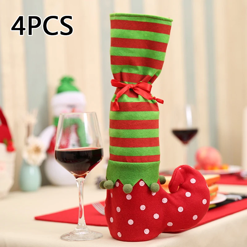 Dot Christmas Gift Bags Striped Wine Bottle Chair Table 35x20cm Holiday