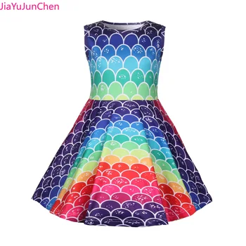 

Kids clothes girl summer dress mermaid dresses colored fish scales toddler girl European and American Style