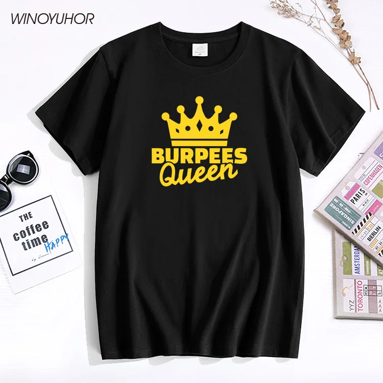 

Burpees Queen T Shirts Girls Cotton O Neck Tops Fitness Short Sleeve T-Shirt Summer New Fashion O-neck Tee Shirt Women