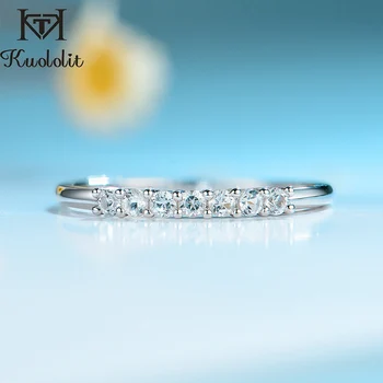 Kuololit 100% Natural Moissanite Topaz Gemstones Ring for Women Solid 925 Sterling Silver  Wedding Band Ring Gifts Fine Jewelry