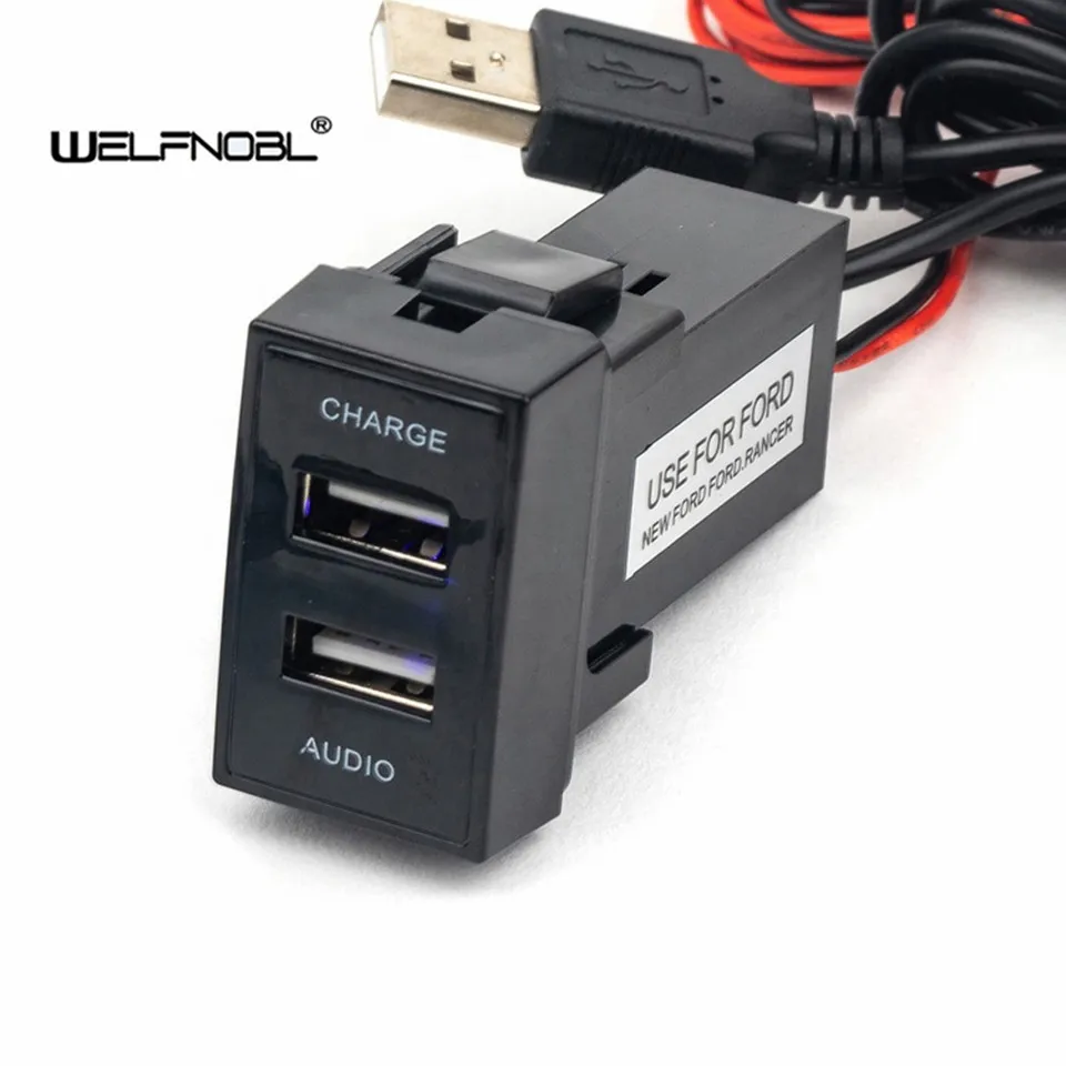 

DC5V 2.1A USB Power Socket Phone Car Charger with Audio Outlet Rocker Switch Style Universal USB Devices for Ford