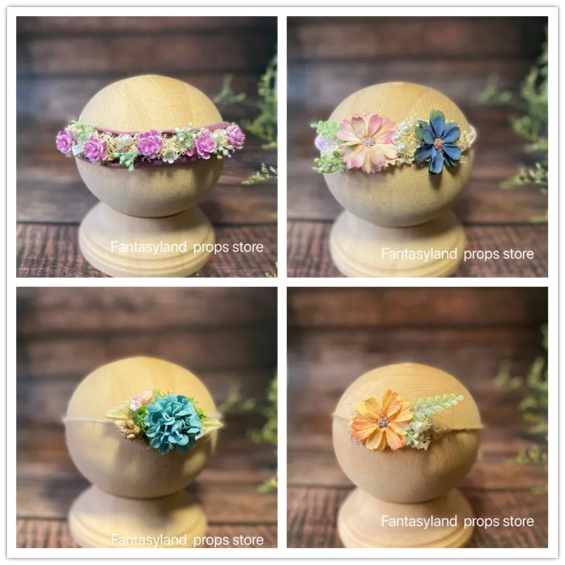 New multicolor newborn photography head flower headbands fashion original design girl head flower newborn photography props