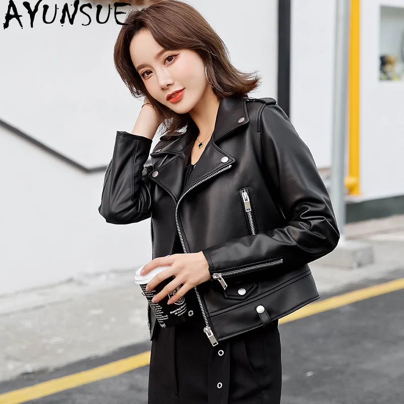 100% Genuine Leather Jacket Women Real Sheepskin Coat Spring Motorcycle Jackets Korean Autumn Clothes Chaquetas De Mujer | Женская