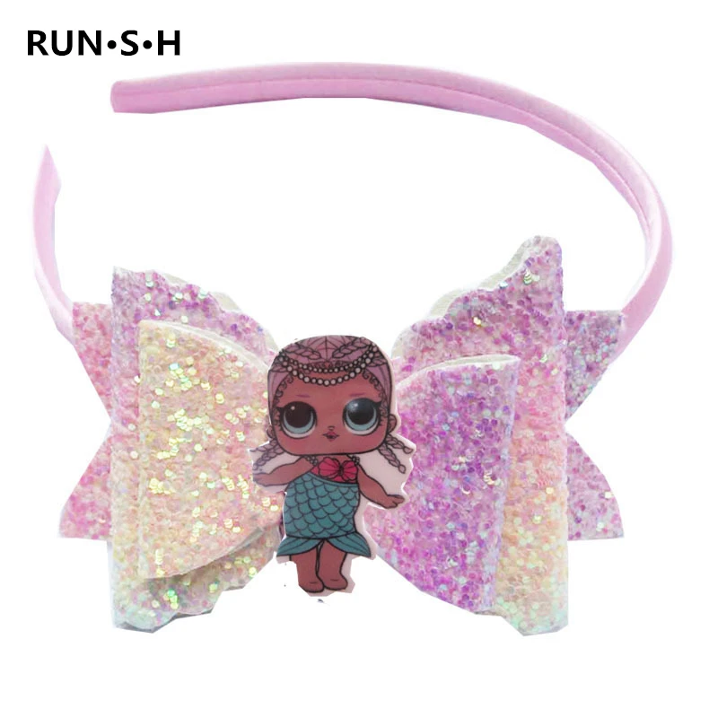 

1Pcs Mermaid Headband Baby Bow Hair Clip Baby Girls DIY LOL Hair Clips Barrettes Bt21-bts Baby Headwear Female Hair Accessories