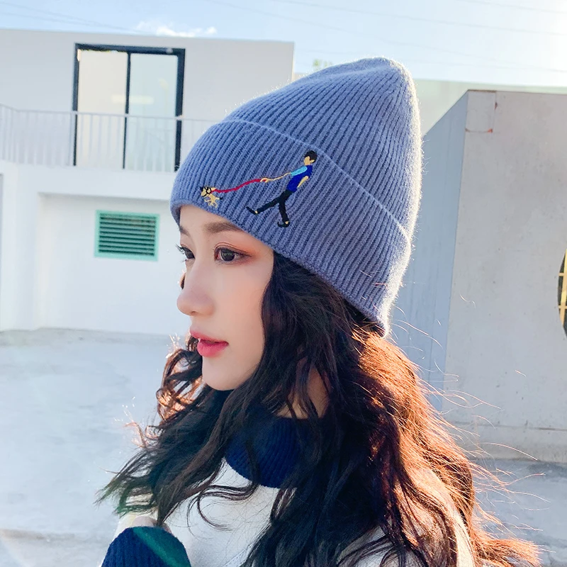 

Winter Hats For Women Wool Knitted Angora Hat Beanies Female Warm Rabbit Fur Skullies Beanie For Girl 2020 GJ3119
