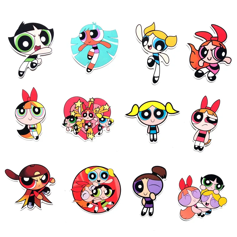 50 шт. Powerpuff девушки ПВХ водонепроницаемый забавный стикер игрушка багаж Наклейка мотоцикл и багаж наклейка для ноутбука