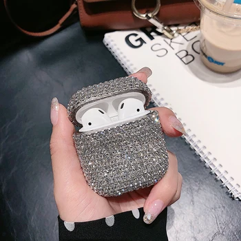 

Luxury 3D Cute Bling diamonds wireless Bluetooth Earphone Accessories hard case for Apple airpods 2 1 protective Glitter cases