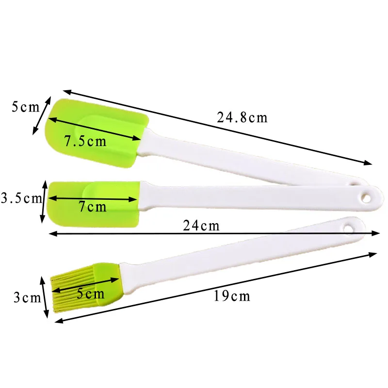 3Pcs/Set Kitchen Utensils Cooking Supplies Multi Purpose Blue/Pink Cake Spatula Baking Tools Silicone/PP Non-stick