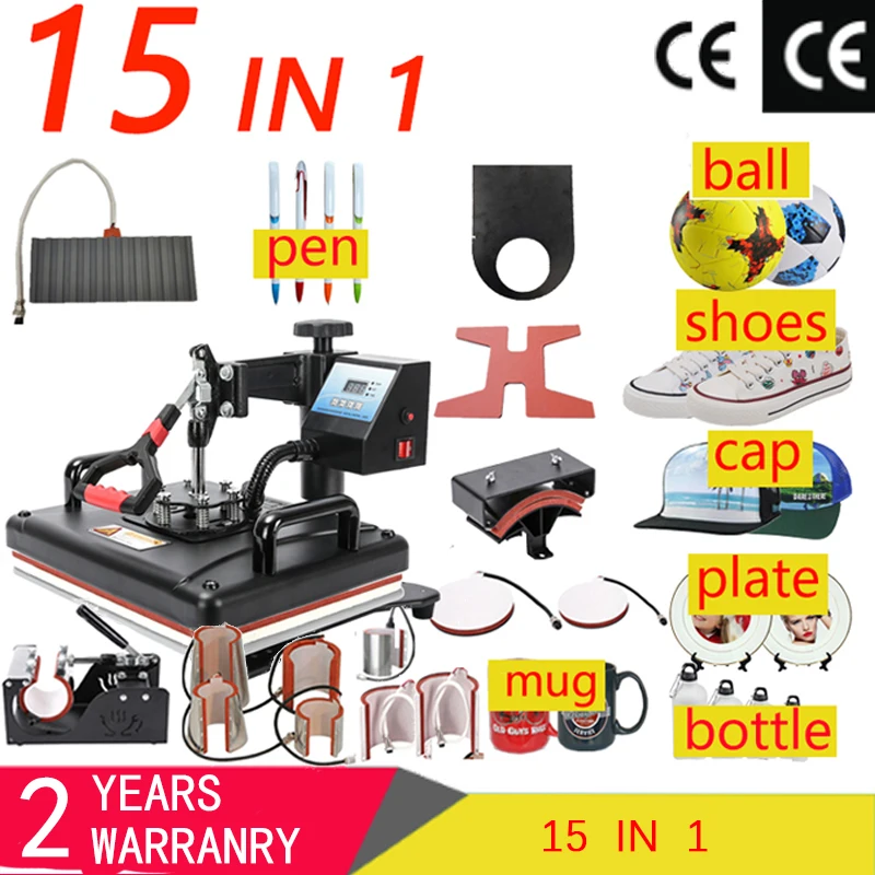 Details about   15"x15" 5IN1 Combo Heat Press Machine Sublimation Transfer T-Shirt Mug Plate Hat 