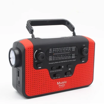 

Portable FM Radio FM/AM/SW Solar Hand Crank Radio BT Hands-free Call with LED Flashlight Emergency Charger Light Support TF Card