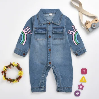 

Spring Autumn Baby Clothing Toddler Baby Boys Kids Giraffe Denim Fabric Romper Rainbow Winter Outfits Long Sleeve Clothes