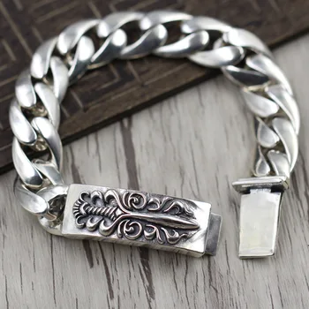 

Thai Silver Tyrant Sword Bayonet Personality Bracelet Sterling Silver 925 Retro Punk Simple Smooth Bracelet