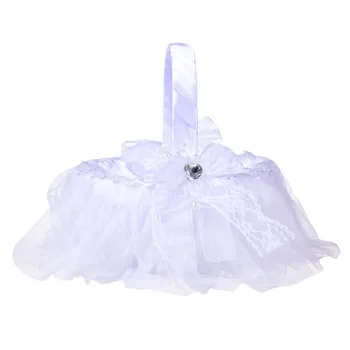 

Bride Flower Basket Wedding Supplies Flower Girl Sprinkle Flowers White Portable Flower Basket
