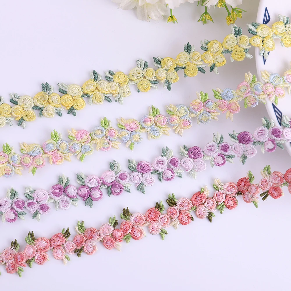 Lace Sewing Accessories 2Yards Cherry Flower Embroidery Trim for DIY Clothes Necklace Collars