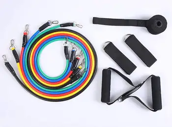 

(Drop Shipping ) 11PCS/SET Resistance Bands Fitness Exercise TPE Band Pull Rope Workout