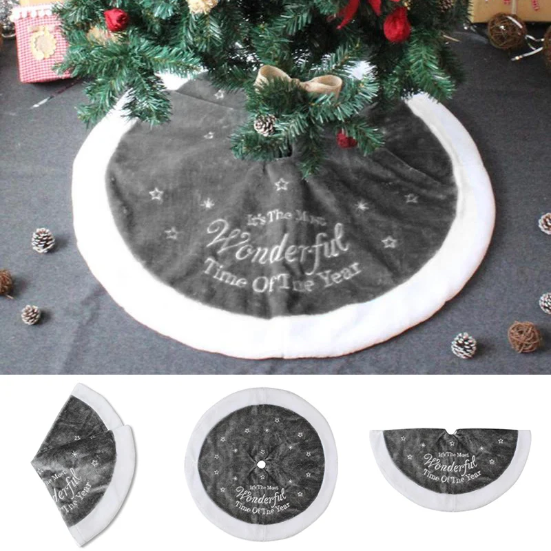 

90cm Plush Christmas Tree Skirt Snowflake Festive Home Xmas Tree Decor BJStore