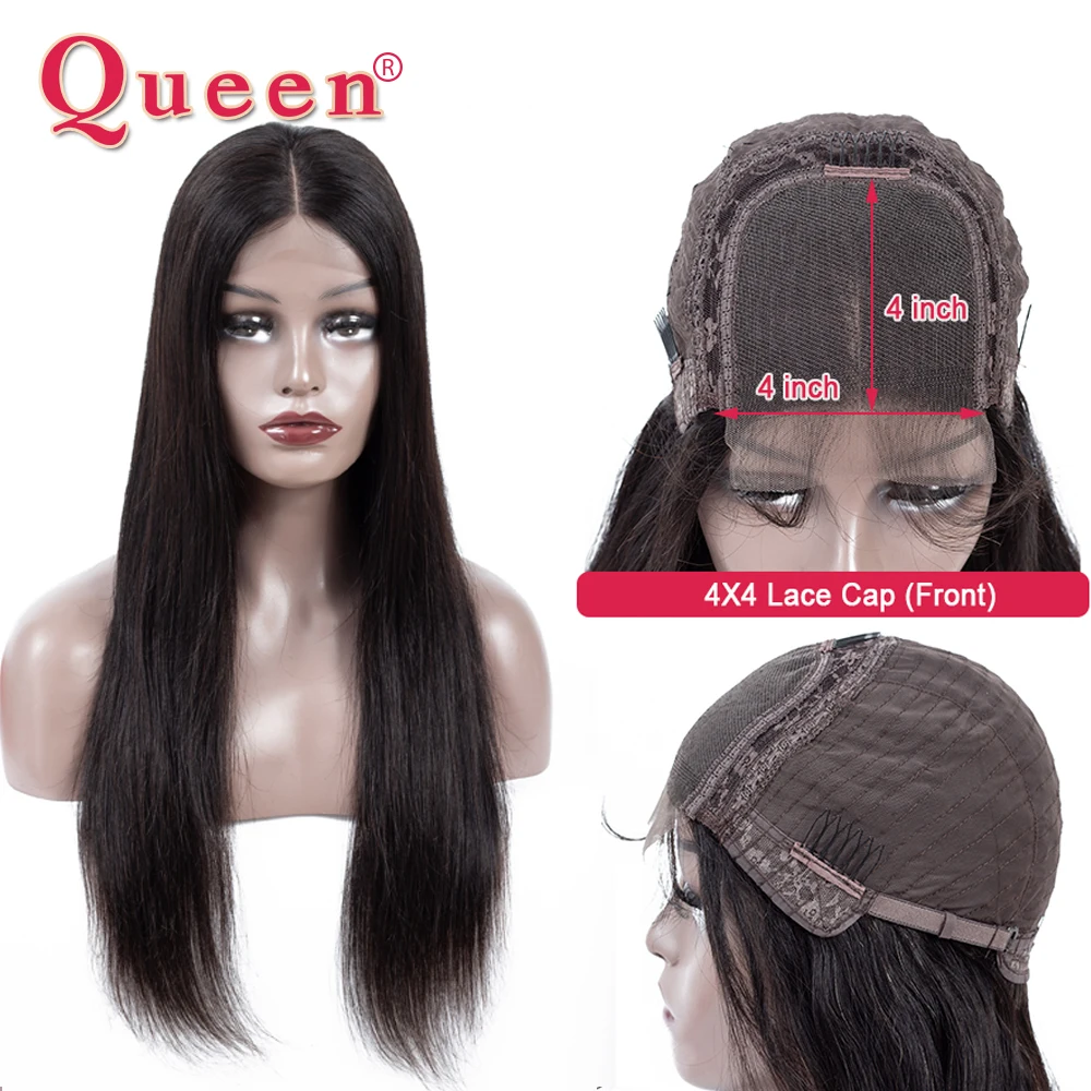 

4*4 Lace Closure Human Hair Wigs For Women Natural Color Brazilian Straight Remy Hair Human Hair Wigs Queen Hair Products