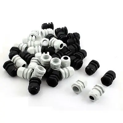 

40Pcs M20 Locknut Thread 6-12mm Adjustable White Black Cable Gland Cord Grip