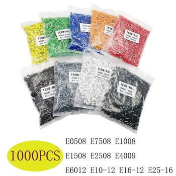 

1000pcs Insulated Copper Crimp Terminator Cold Pressed Insulated Termina E0508 E7508 E1008 E1508 E2508 E4009 E6012 E10-12 E16-12