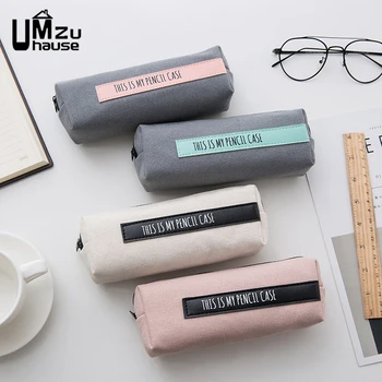 

Simple Canvas Pencil Case Storage Bags School Stationery Student Home Office Organizer Pen Pouch Desk Desktop Table Organization