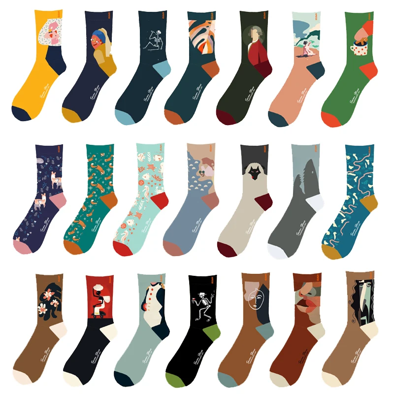

EUR Size 36-44 Unisex Funny Women Socks Van Gogh Cotton Ankle Socks Women Space Streetwear 1 Pair