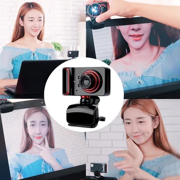 

Telecommuting Webcam Camera Study Laptop PC Clip On Desktop Computer Drive Free Night Vision USB HD Home Office With Mic