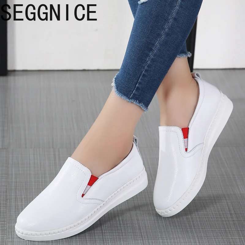 

Spring Women Flats Shoes Genuine Leather Slip-On Ladies Shallow Moccasins Casual Shoes Female Summer Loafer Shoes Women