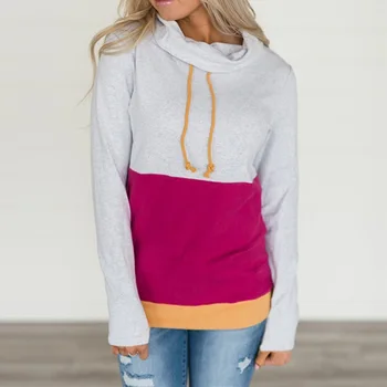 

new style autumn 2020 fashion sweatshirts turtleneck patchwork comfortable pullovers casual loose woman sweatshirts