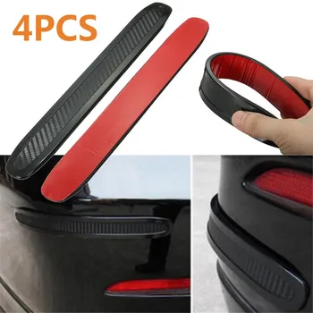 

Set Car Bumper Strip Rear Door Guard 27*3cm Front Back Black carbon fiber