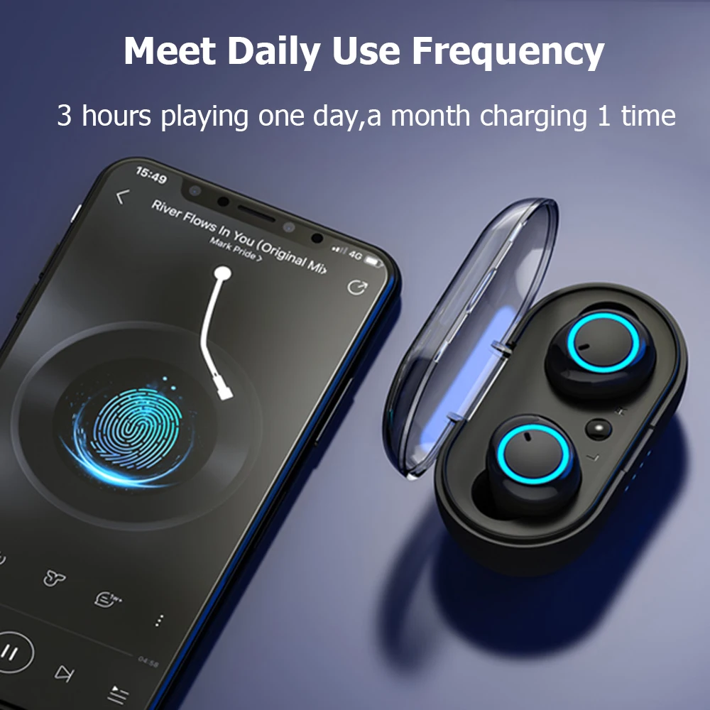 Uverbon TWS Wireless Bluetooth Earphone Waterproof Sports Headphone Gaming Headset For Phone With Charging Box Stereo Earbuds