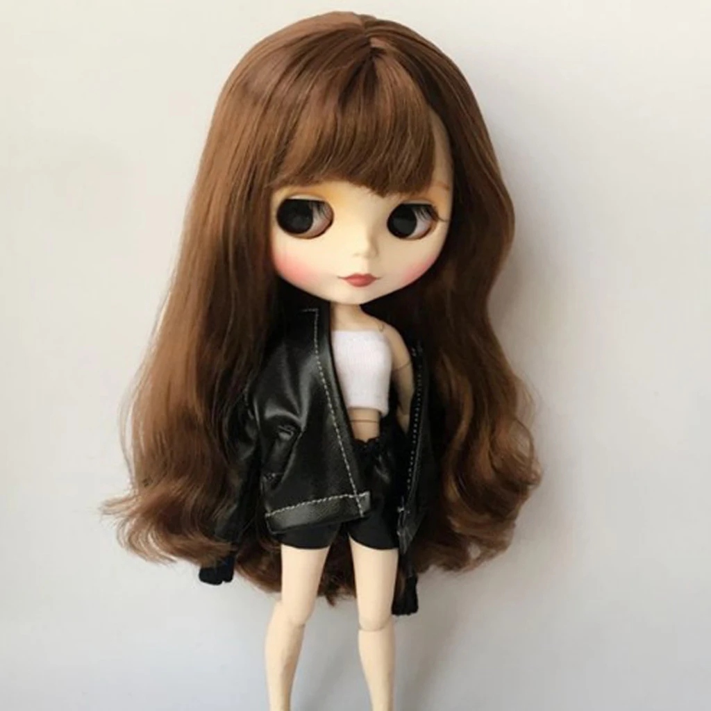 Stylish Black Jacket Shorts Trousers White Vest for Blythe Licca Pullip Dolls Clothing Accessories
