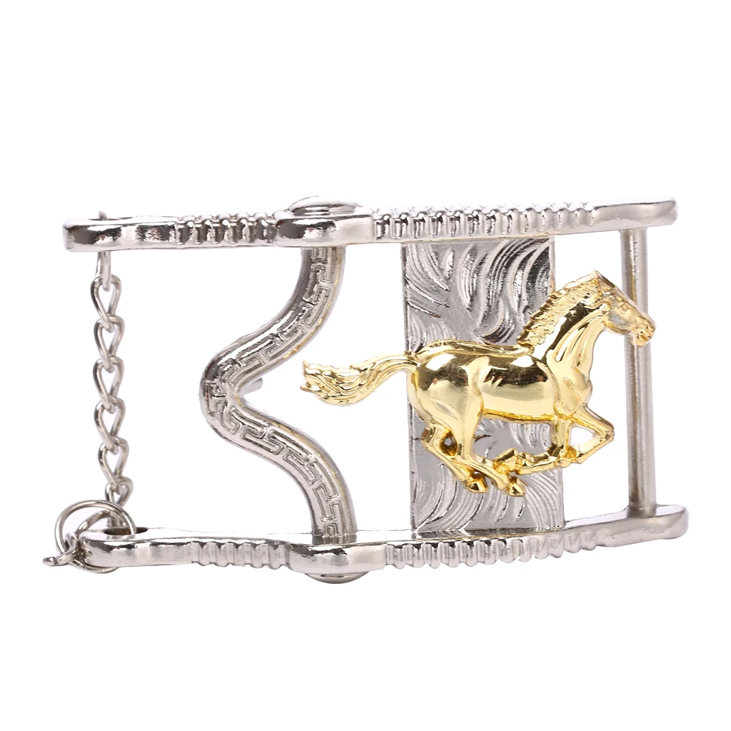 4x Men Vintage Western Cowboy Belt Buckle Silver Horse Head Square Buckle Jeans Accessories