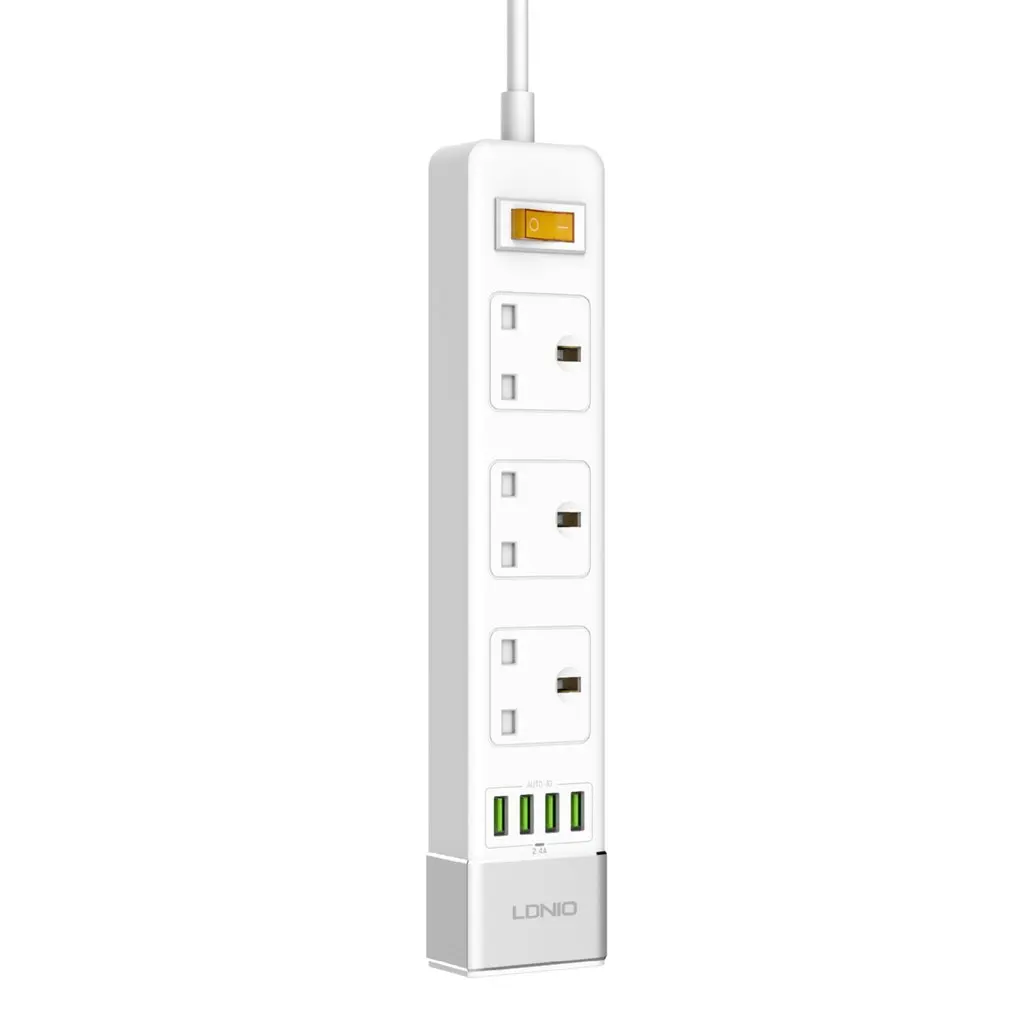 

3 Outlets 4 USB Ports USB Electronic Power Strip Smart Home Socket Surge Protector Fast Charging Home Extension Patch Board UK