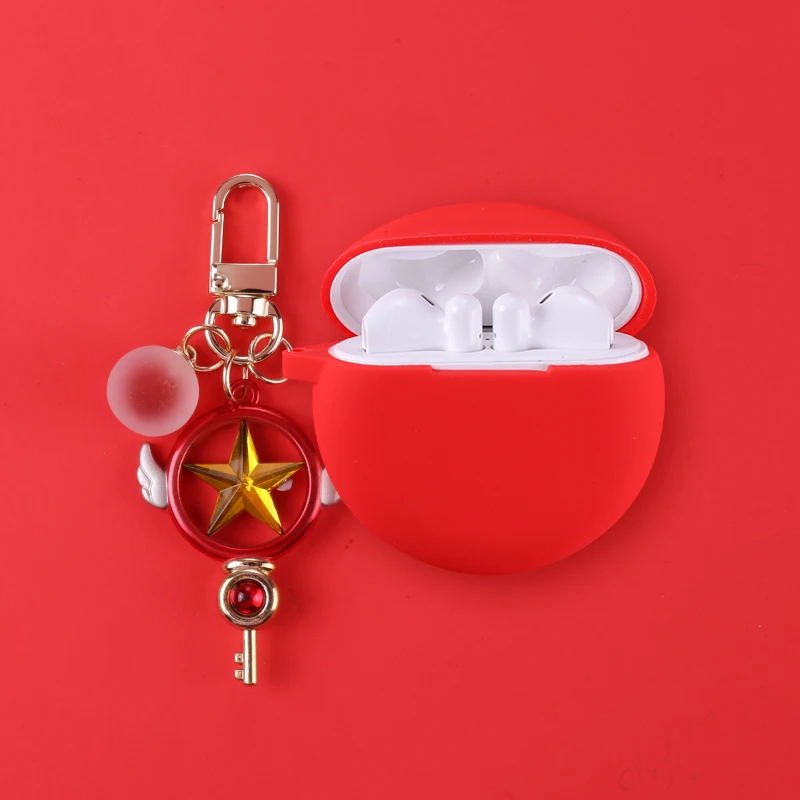 Red Мягкий силиконовый чехол для huawei Freebuds 3, беспроводная bluetooth-гарнитура, защитная крышка, аксессуары для наушников с брелоком - Цвет: Red