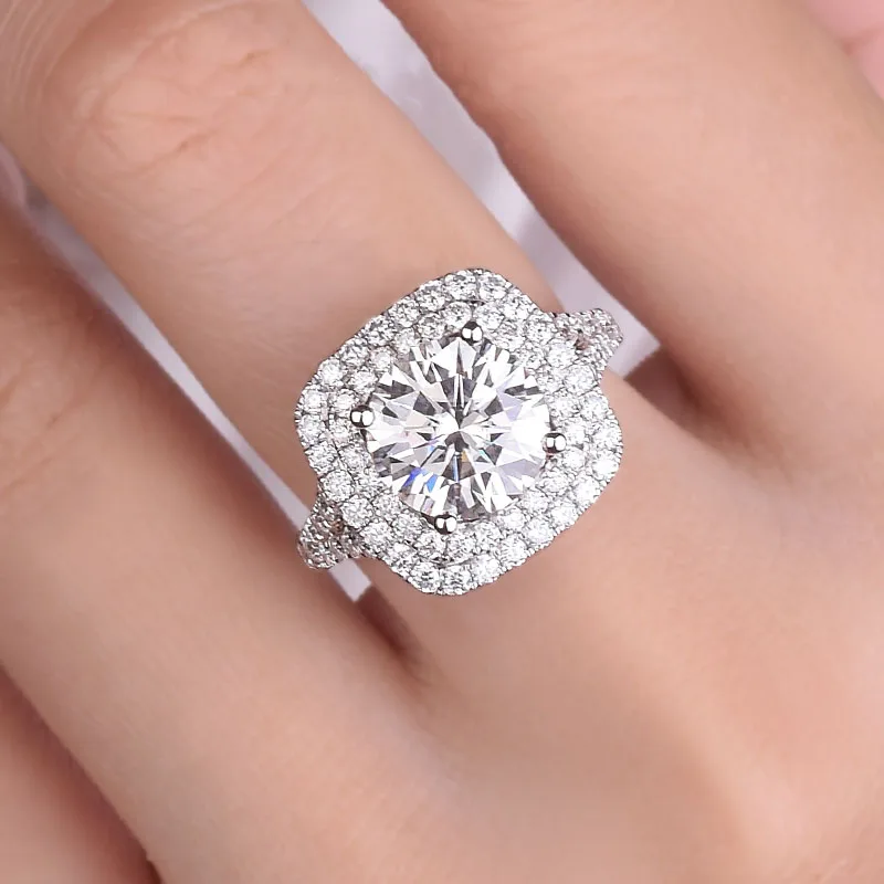 14K Золотое кольцо 3ct D Цвет VVS Moissanite кольцо обручальное кольцо с национальным сертификатом