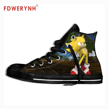 

Mens Vulcanized Shoes Super Sonic The Hedgehog Lace Up Originally Men's Canvas Sneakers 3D Pattern Men Casual Shoes